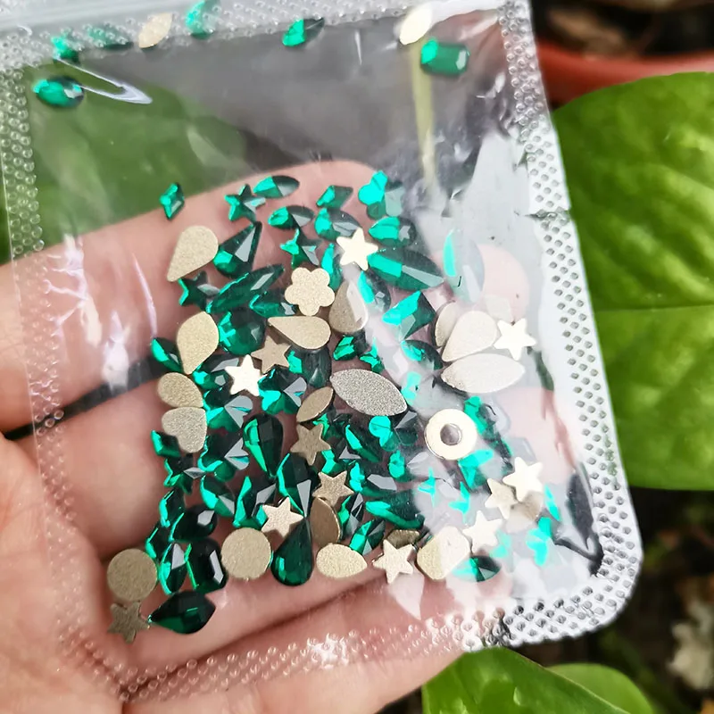 

100pcs Mix Crystal AB for Nail Art, 100 pcs, rhinestone, Flatback gems for nail 3D decorations manicure make self For DIY Gem