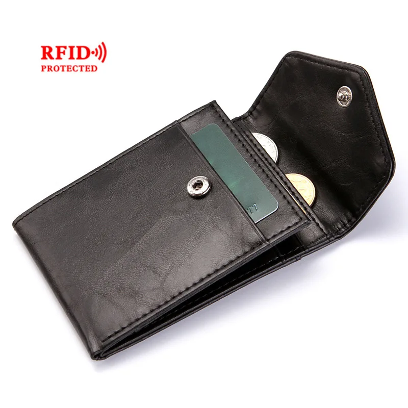 

Bycobecy Vintage Men's Credit Card Holder Bag Smart Wallet PU Leather RFID ID Cards Case Mini Hasp Design Purse Male Wallets