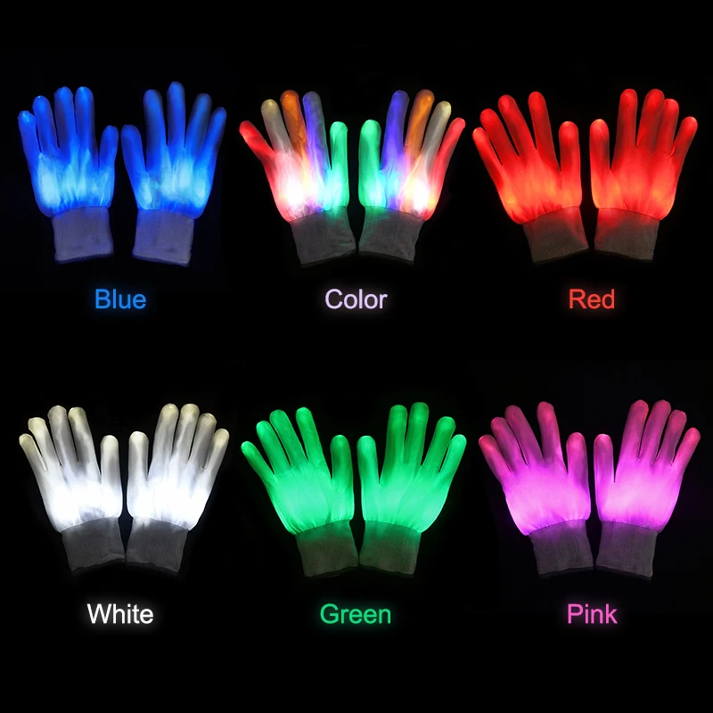 

1Pair LED Glowing Gloves Halloween Party Props Luminous Glove Flashing Skull Gloves Stage Costume Christmas Supplies