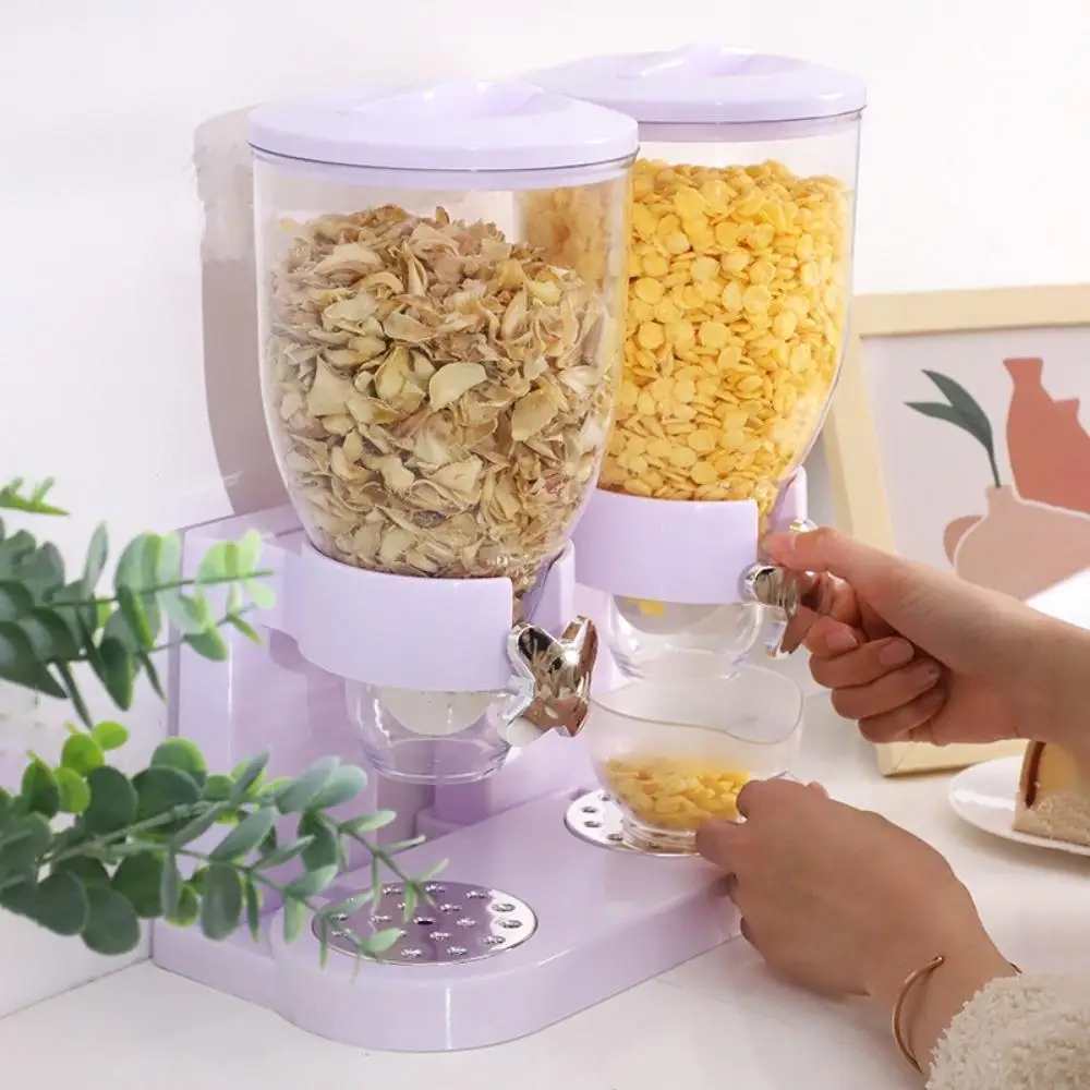 

Cereal Dry Food Dispenser Multifunctional Plastic Food Storage Containers Dual Control Kitchen Storage Tank for Nuts Candy