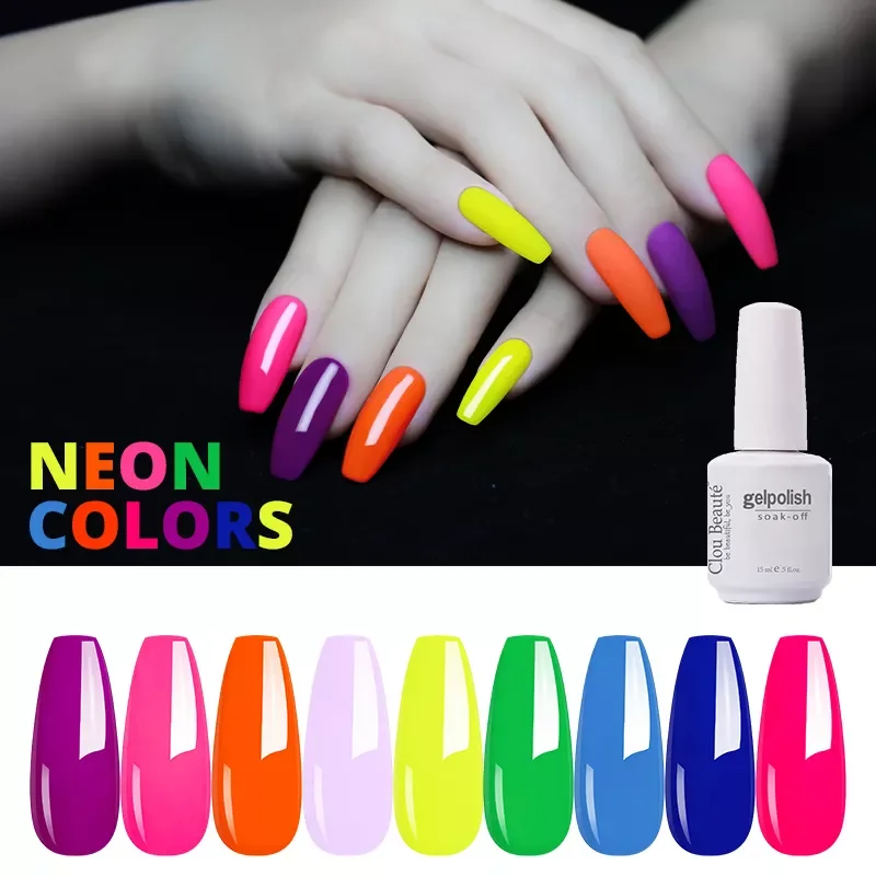 

2022New Beaute Nail Gel Polish UV LED Summer Neon Colors Gel Varnishes Painting hybrid lakiery hybrydowe Gellak 15ml Gel Nail