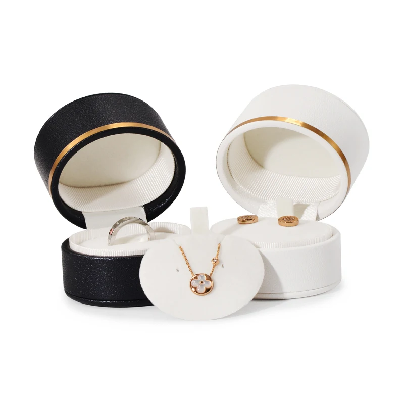 Oirlv Ring Earrings Pendant 3-in-1 Jewelry Box PU Leather Velvet Ring Box 3-in-1 Jewelry Box For Ring Earrings Wedding Rings Box