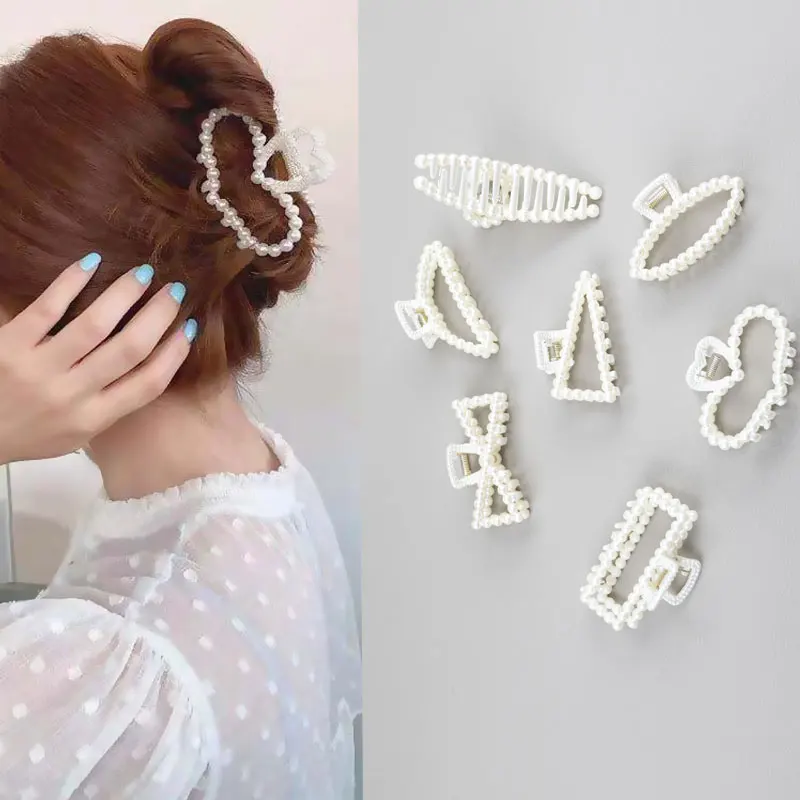 

Женские волосы, подражающие жемчугу, зажимающие зубы акулы Женские волосы, поджимающие французские рыбаки, ретровые зажимы