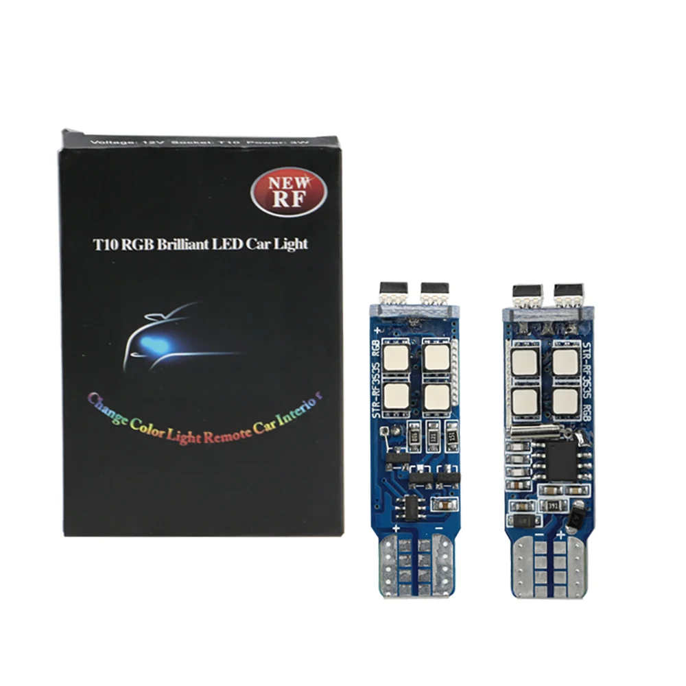 Автомобильная светодиодная лампа T10 RGB W5W 3535 10SMD RF Flash Strobe светильник 194 DC12V