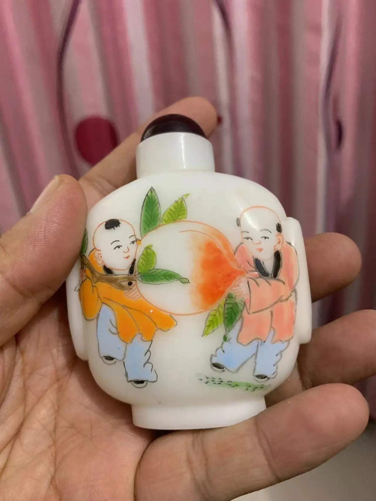 

Collectable old colored glaze snuff bottle,good Painting ,with Mark,free shipping