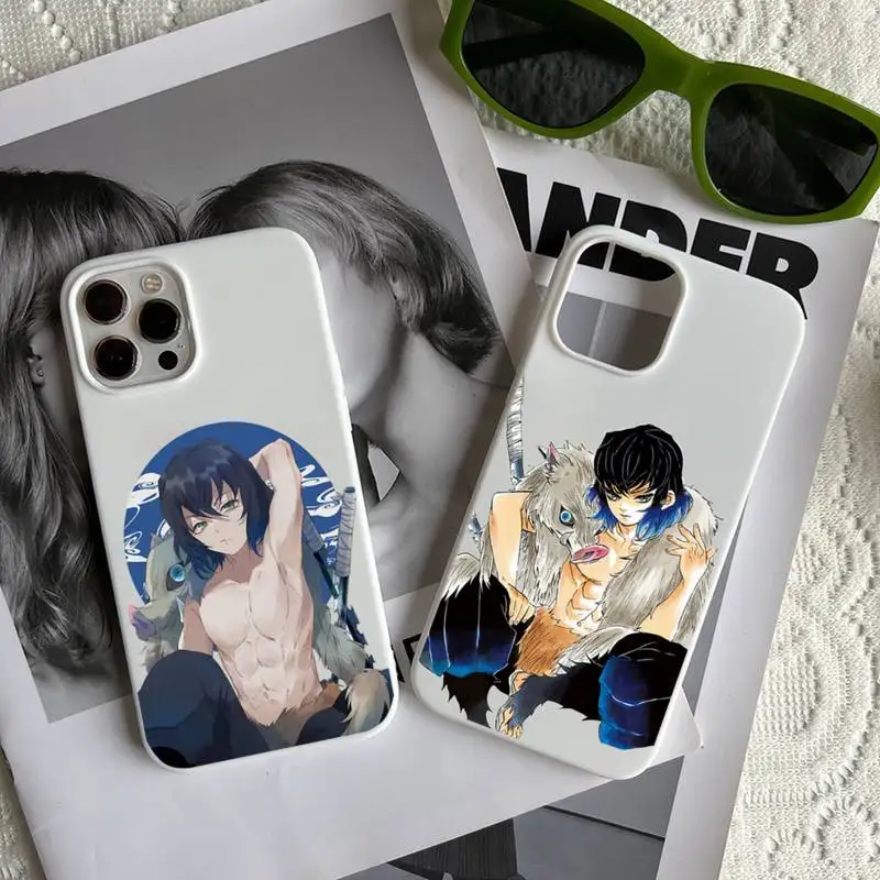 

Demon Slayer Hashibira Inosuke Phone Case Candy Color for iPhone 6 7 8 11 12 13 s mini pro X XS XR MAX Plus