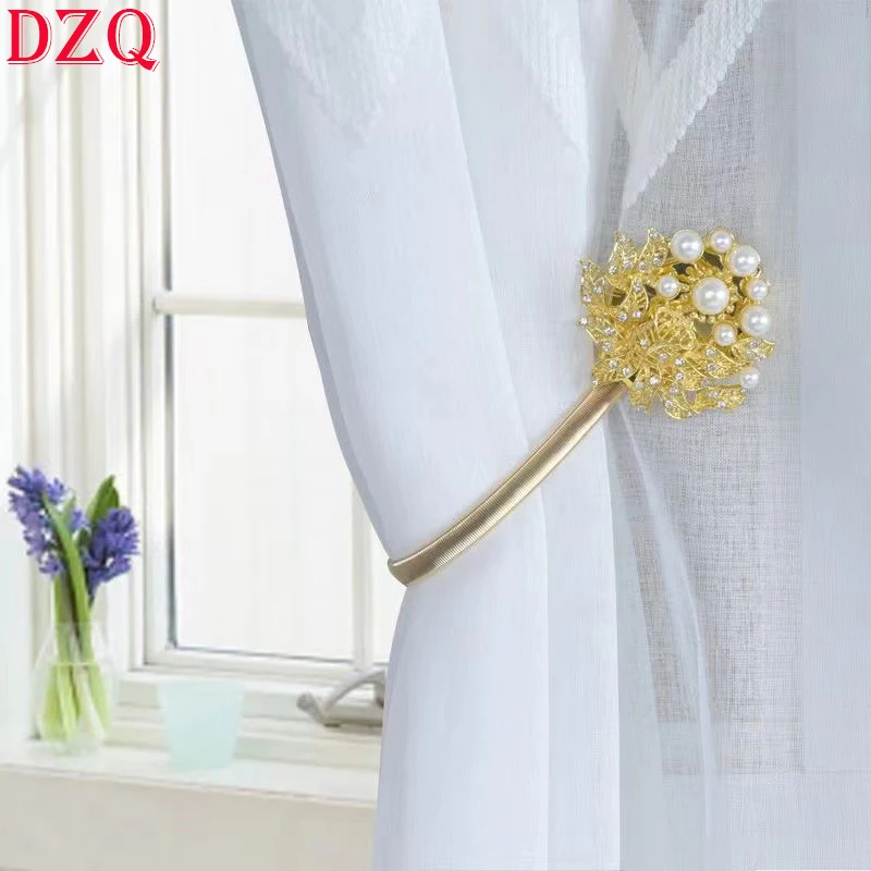 1 Piece Chinese Silver/Golden Pearls Curtain Tieback Magnetic Cutains Tie Flowers Hollow Hanging Balls Curtain Accessories #A170