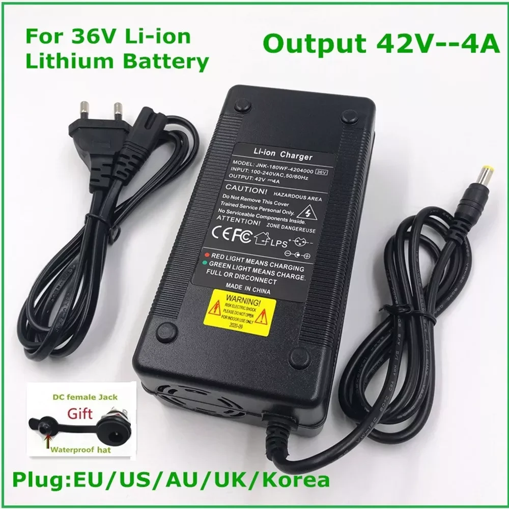 

42V 4A Smart Battery Charger for 10Series 36V 37V Li-ion e-bike Electric Bicycle Battery Charger DC 5.5mm*2.1mm fast charging