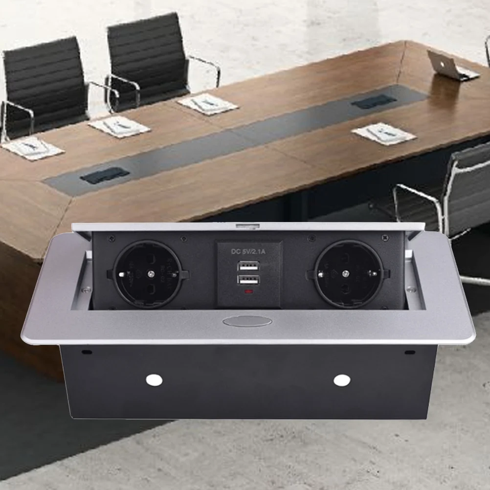 

Круглая угловая демпфированная мультимедийная розетка, соединительная коробка, Настольная розетка для конференц-зала (Серебристая)