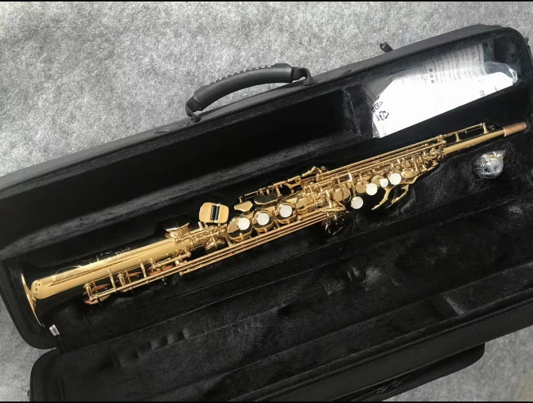 

Japan 472 Original 1 :1 key type Soprano Saxophone lacquered gold key BB Soprano Sax woodwind instrumen with case free shipping
