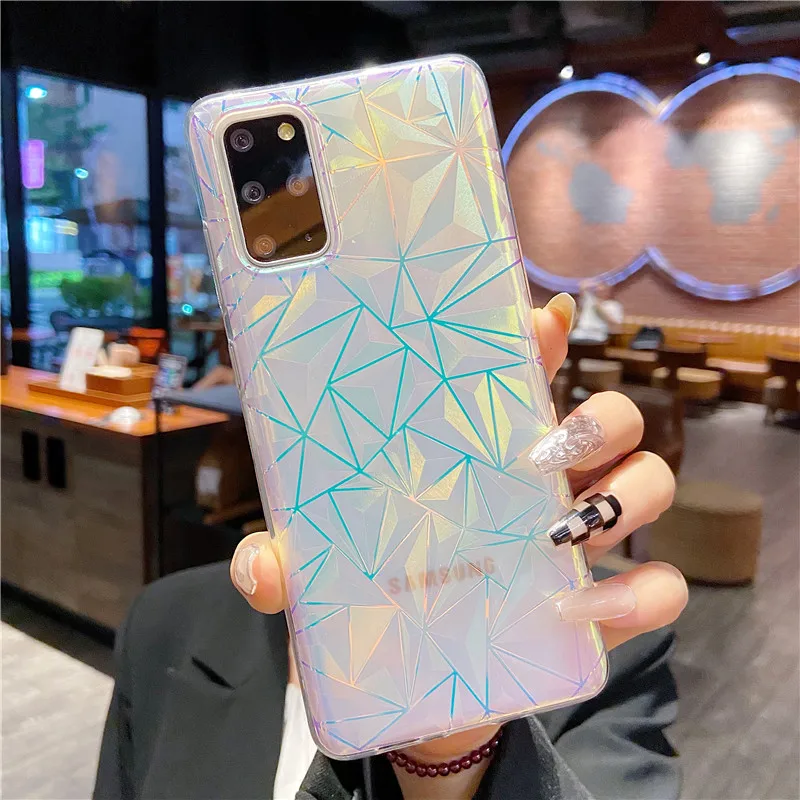 bling laser phone case for samsung galaxy a52 a72 a42 a32 a12 a02s a22 s22 s21 s20 fe plus note 20 ultra a51 a71 a50 back cover free global shipping