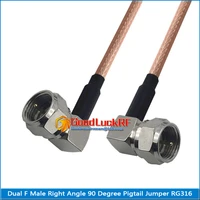 1x pcs f male right angle to f male 90 degree plug pigtail jumper rg316 cable 50 ohm low loss dual f male high quality