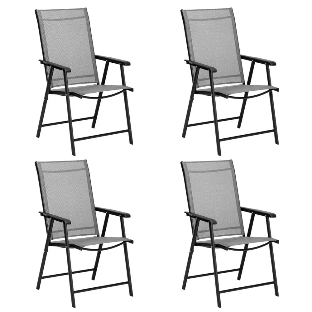 

Складной стул для внутреннего дворика, портативные обеденные стулья с подлокотником, для кемпинга, пляжа, сада, бассейна, заднего двора, 4 шт.
