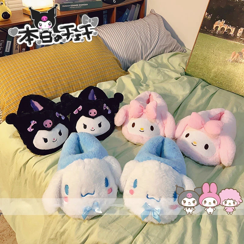 

Cute Kuromi Cotton Slippers Mymelody Kawaii Cartoon Sanrio Cinnamoroll Soft Padded Plush Student Bedroom Warmth Toys Girls Gifts