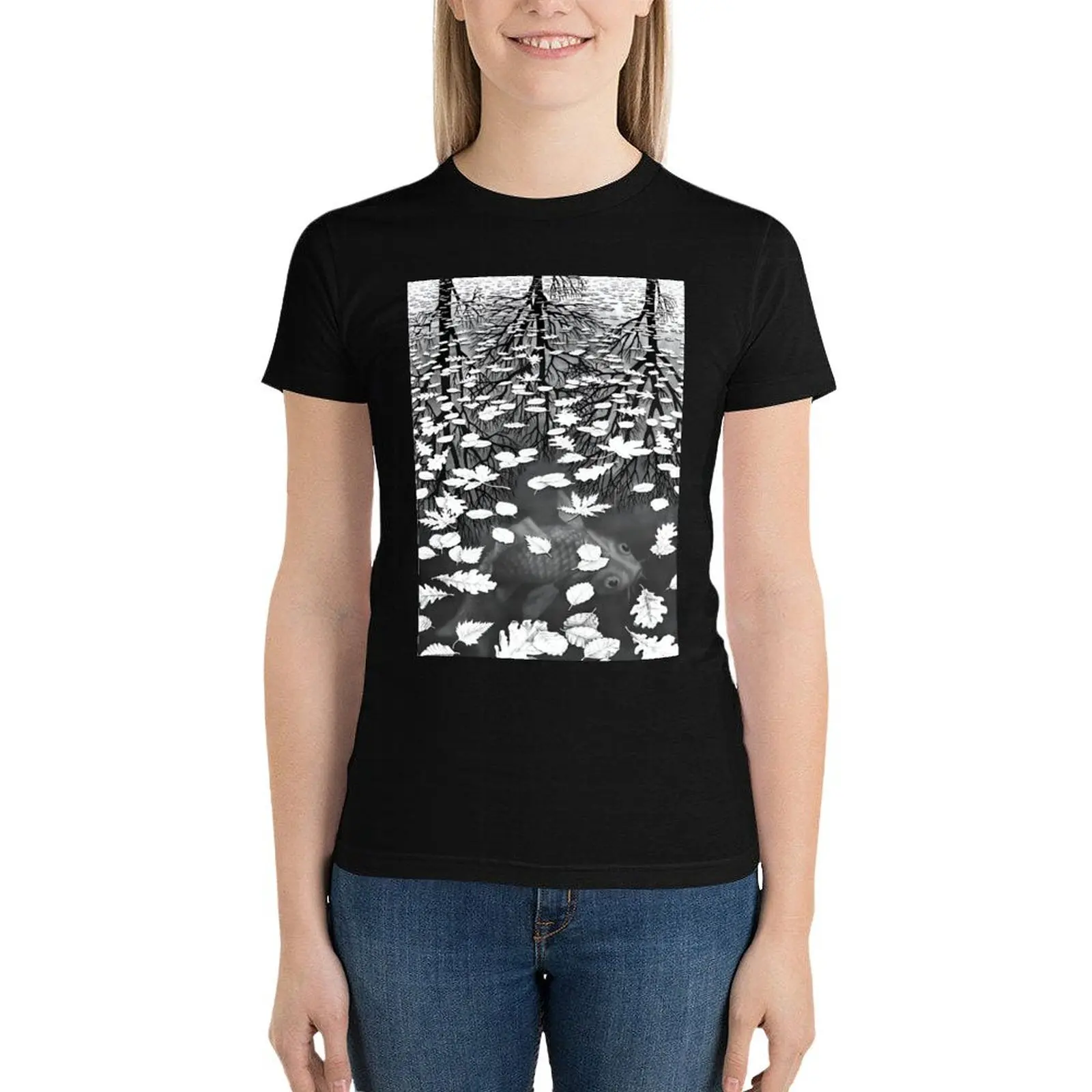 M.C. Escher-футболка с изображением трех миров летний топ женская одежда корейская