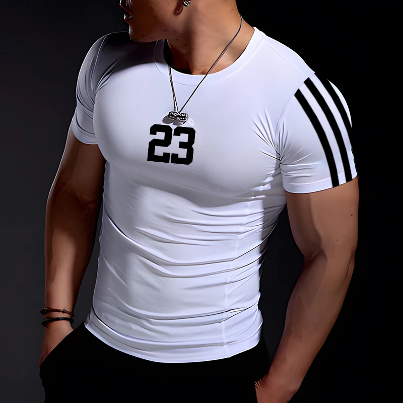 

New Fashion Men's Summer Casual Comfortable Tight-Fitting T-Shirt Sports Gym Sportswear Quick-Drying Breathable T Shirt XXS-6XL