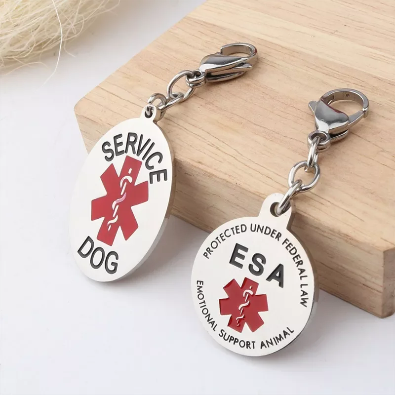 

Emotional Support Animal ESA Red Medical Alert Symbol Service Dog Keychain Fashion Lovely For Women Man Car Key Ring New ESA Tag