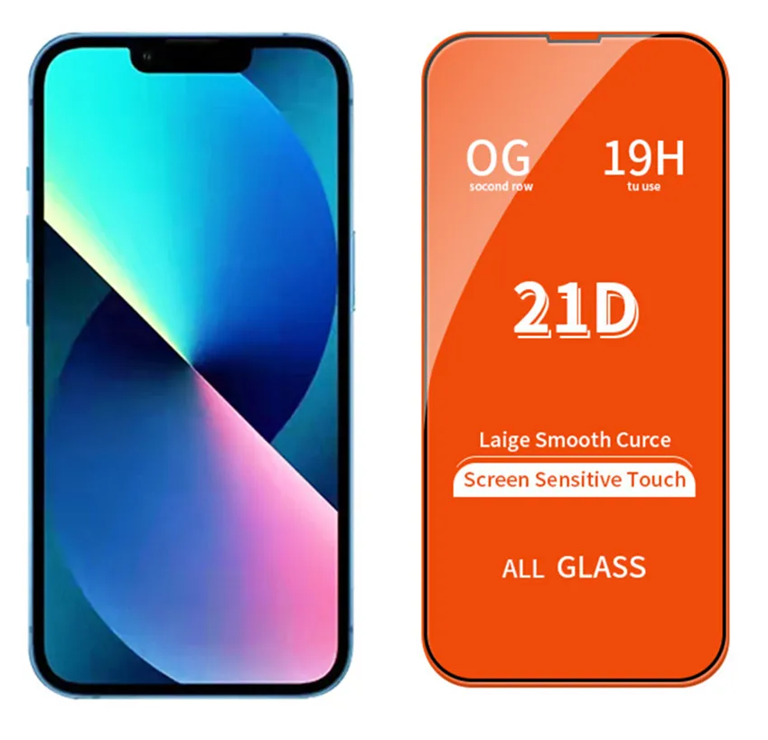 50pcs 21D Tempered Glass Full Cover Curved Screen Protector For iPhone 11 12 13 14 Pro Max 6 7 8 Plus X XR Xs Max