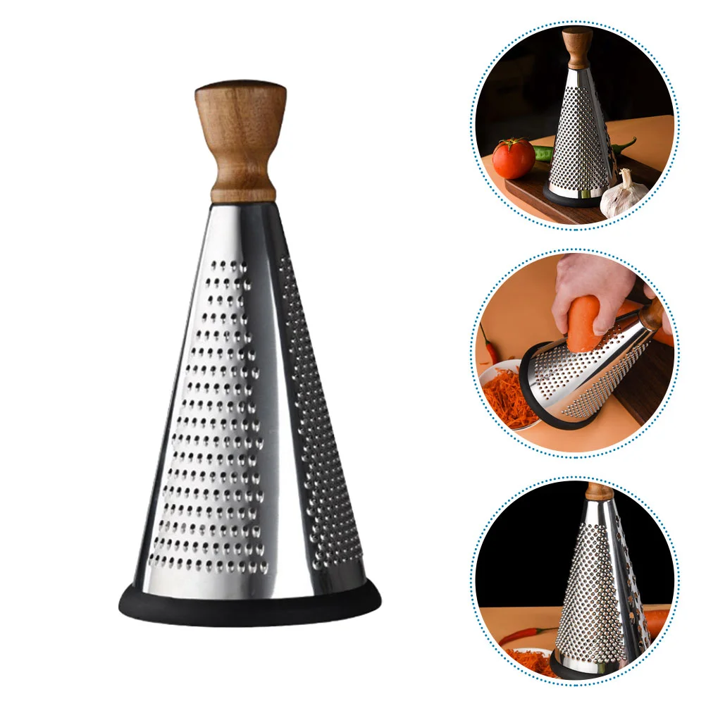 

Stainless Steel Cone Grater Handheld Cheese Grater Vegetables Slicer Fruit Shredder Zester Wood Handle Kitchen Gadgets