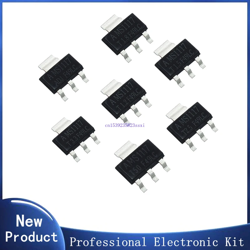 

70PCS AMS1117 Voltage Regulator Kit 1.2V/1.5V/1.8V/2.5V/3.3V/5.0V/ADJ 1117 7 values Each 10PCS SOT-223
