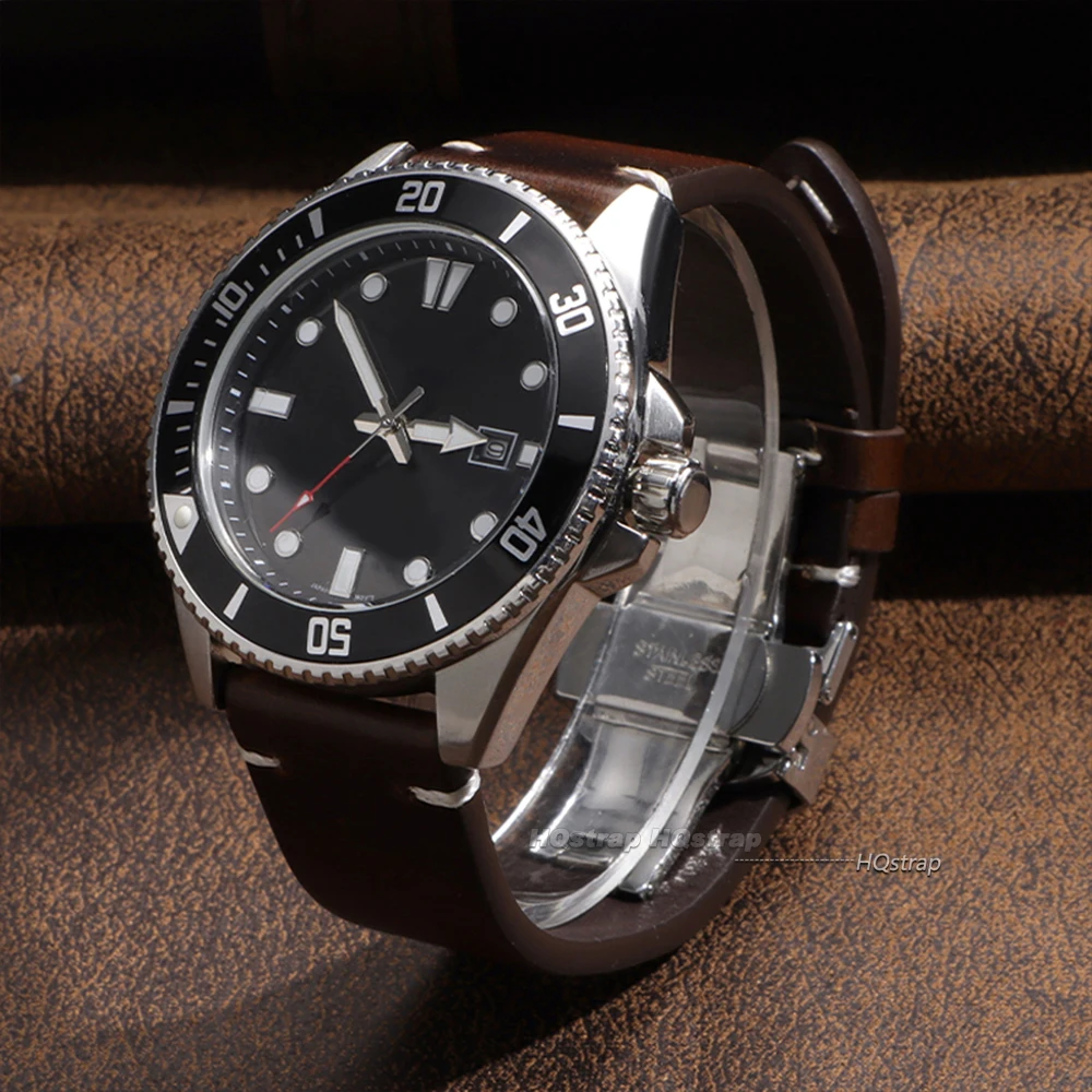 Фото Ремешок из воловьей кожи с вышивкой для Seiko 18 мм, 19 мм, 20 мм, 21 мм, 22 мм, 24 мм, винтажный кожаный ремешок для часов, браслет с пряжкой-бабочкой №5
