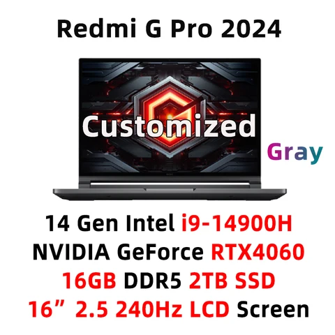 Игровой ноутбук Xiaomi Redmi G Pro 2024 E-Sport, Intel i9-14900H RTX4060 GPU 16 Гб/32 ГБ 1 ТБ SSD 16 дюймов, ЖК-дисплей 240 Гц 2,5 K, игровой ноутбук Mi