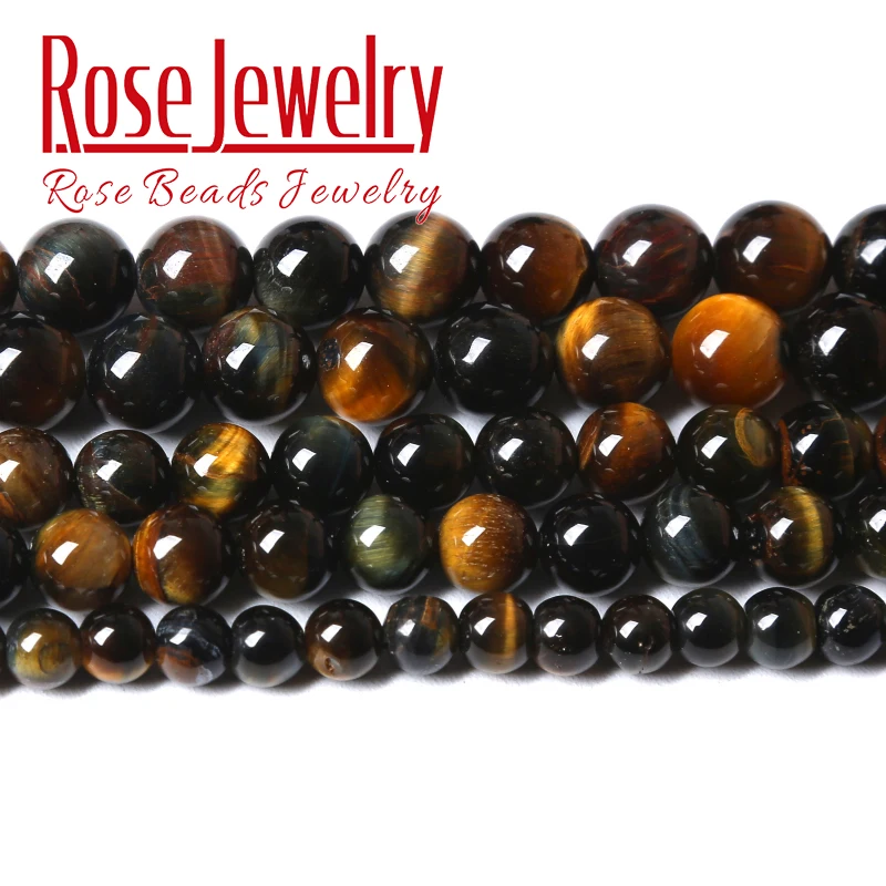 

Natural Blue Yellow Tiger Eye Stone Round Loose Beads Loose Beads For Jewelry Making DIY Bracelet Accessories 6 8 10 12 14mm 15"