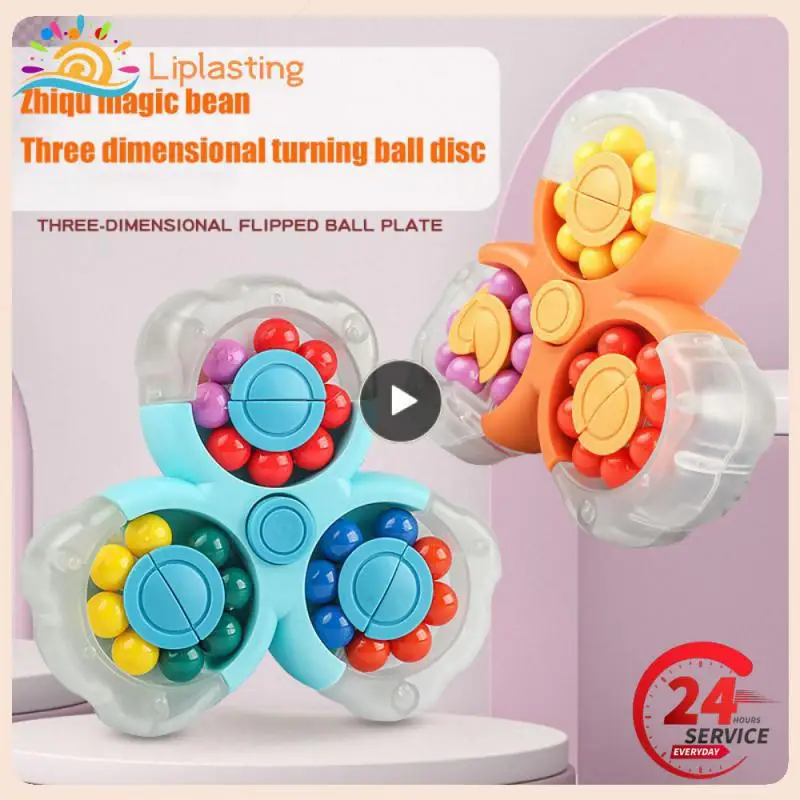 

Spin Magical Bean Cube For Kids Rotating Decompression Toy Square Mini Beads Shape Ball Game Fingertip Brain Creative Toy