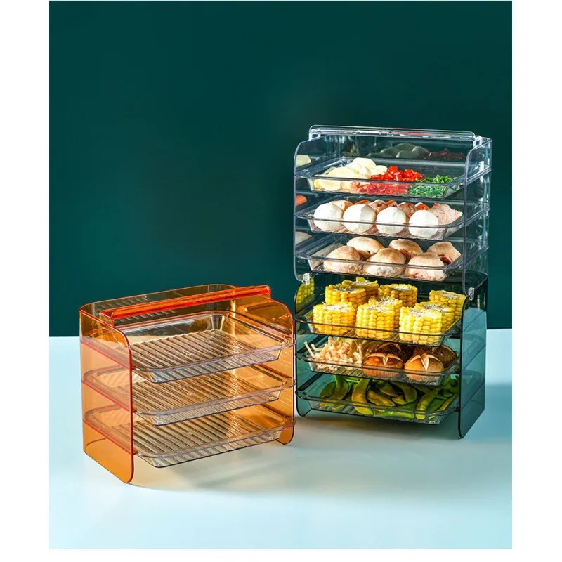 

2022 Штабелируемый боковой поднос, ящик, лоток для овощей, мяса, ресторана, кухни, многослойная корзина для всякой всячины