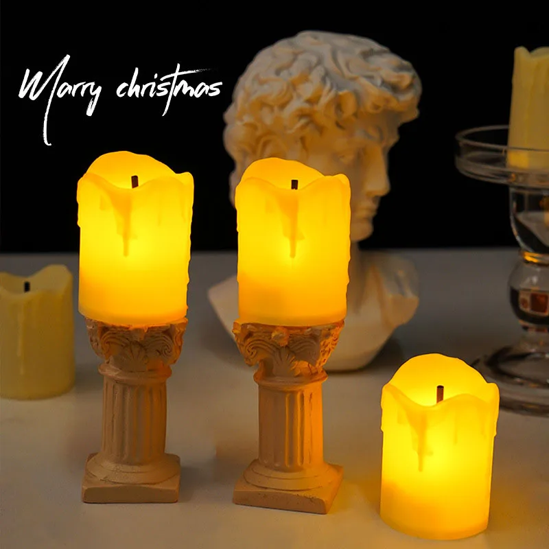 1 Шт. Искусственная Свеча С Батареей Имитация Римского Общества Декоративный