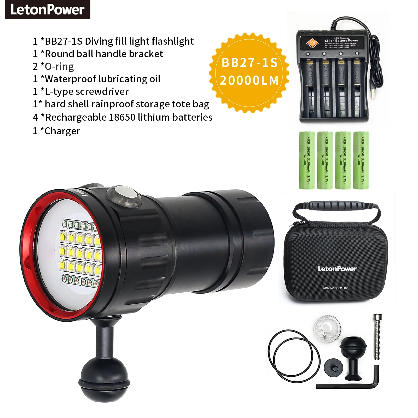 

LetonPower светодиодный фонарь для дайвинга 20000 люмен