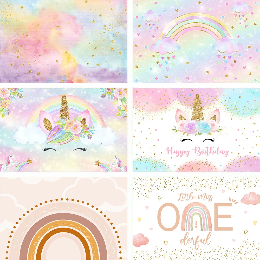 Единорог День Рождения фотография фоны Радуга Вечеринка рождения украшение торт