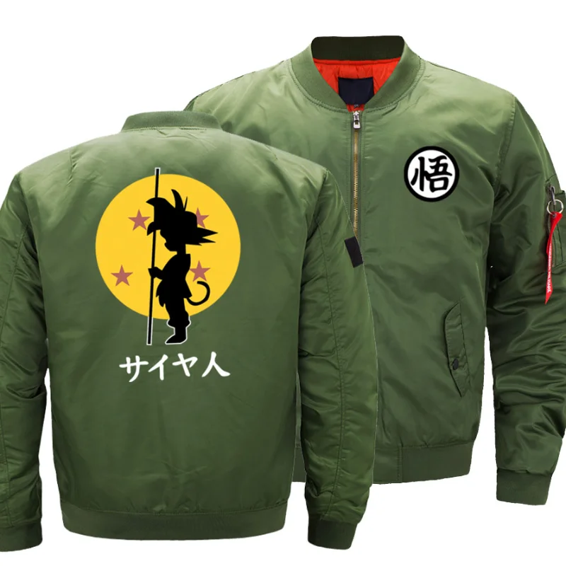 

2022 New Autumn Winter Men's Fashion Thicken Anime Z Goku Logo Flying Jacket Windbreaker Warm Casual Zipper Baseball Coat