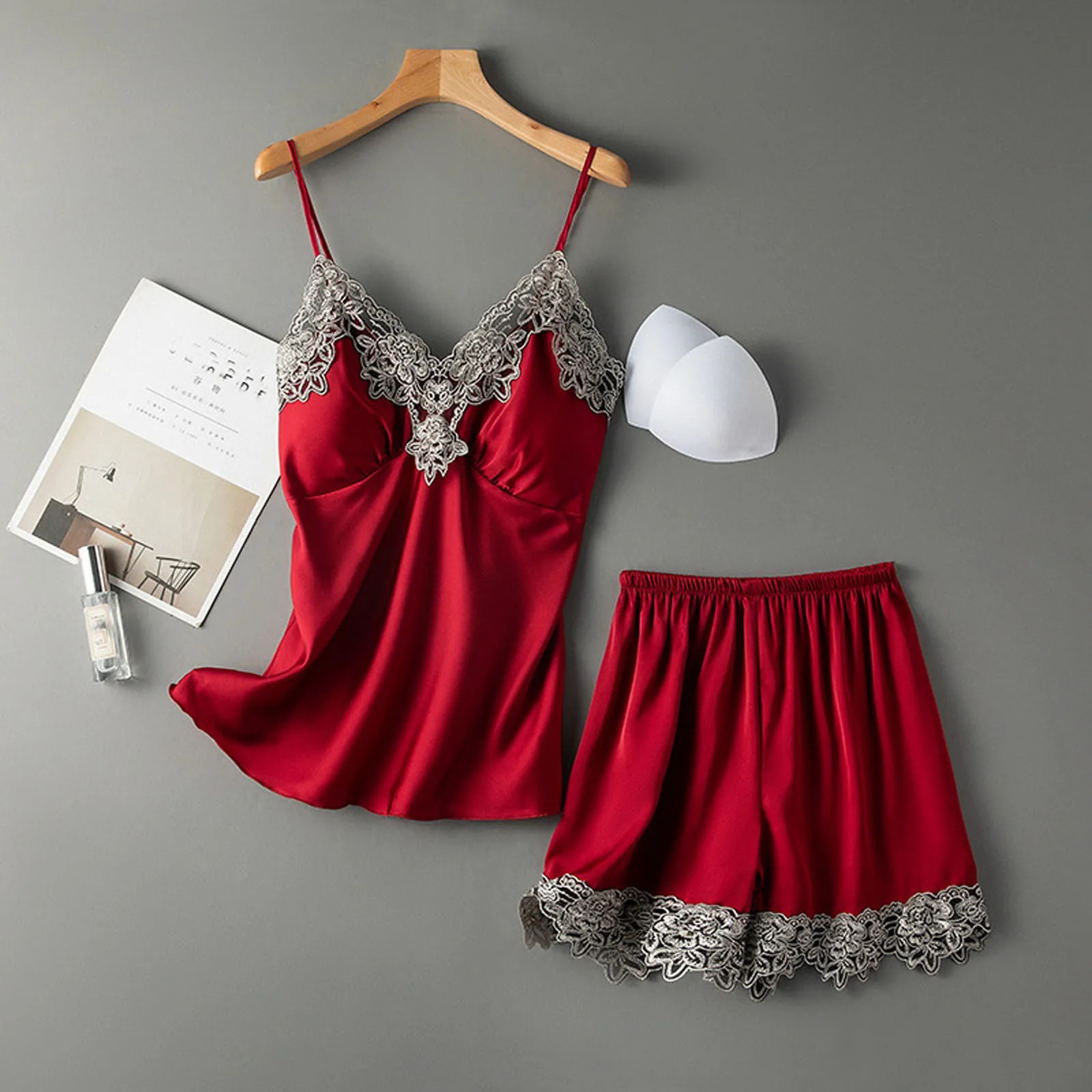 

Women's Pajamas Set Sexy Sling Shorts Lace Trim Two Piece Home Service Homewear Пижама Женская Pyjama Pour Femme Ночнушка Женска