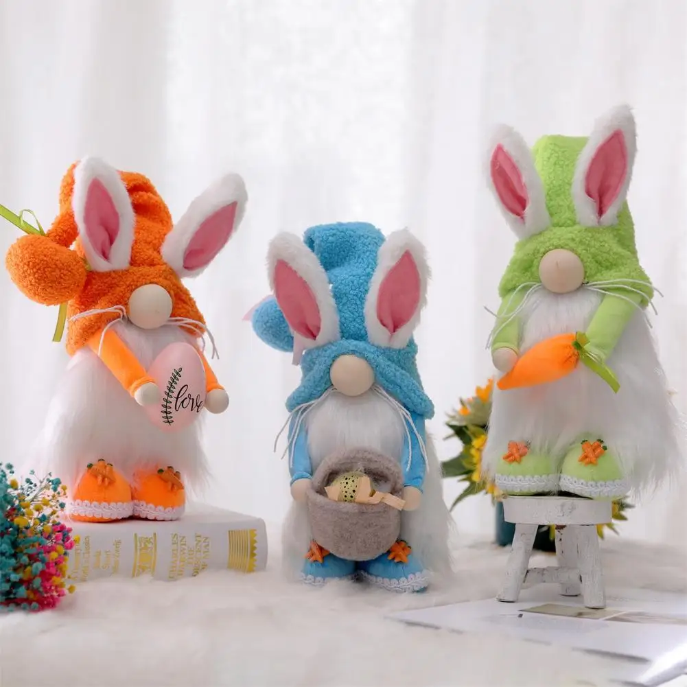 

Fabric Wonderful Spring Festivel Rabbit Gnome Toy Long Lasting Faceless Doll Aesthetic for Gifts