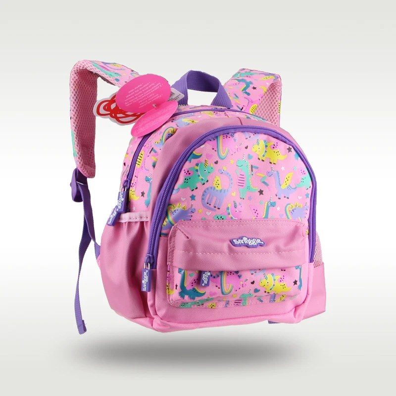 Australia Smiggle Original Pink Dinosaur Small Schoolbag Girl Kindergarten Baby Backpack Kids Class Middle 1-4 Years 11 Inches
