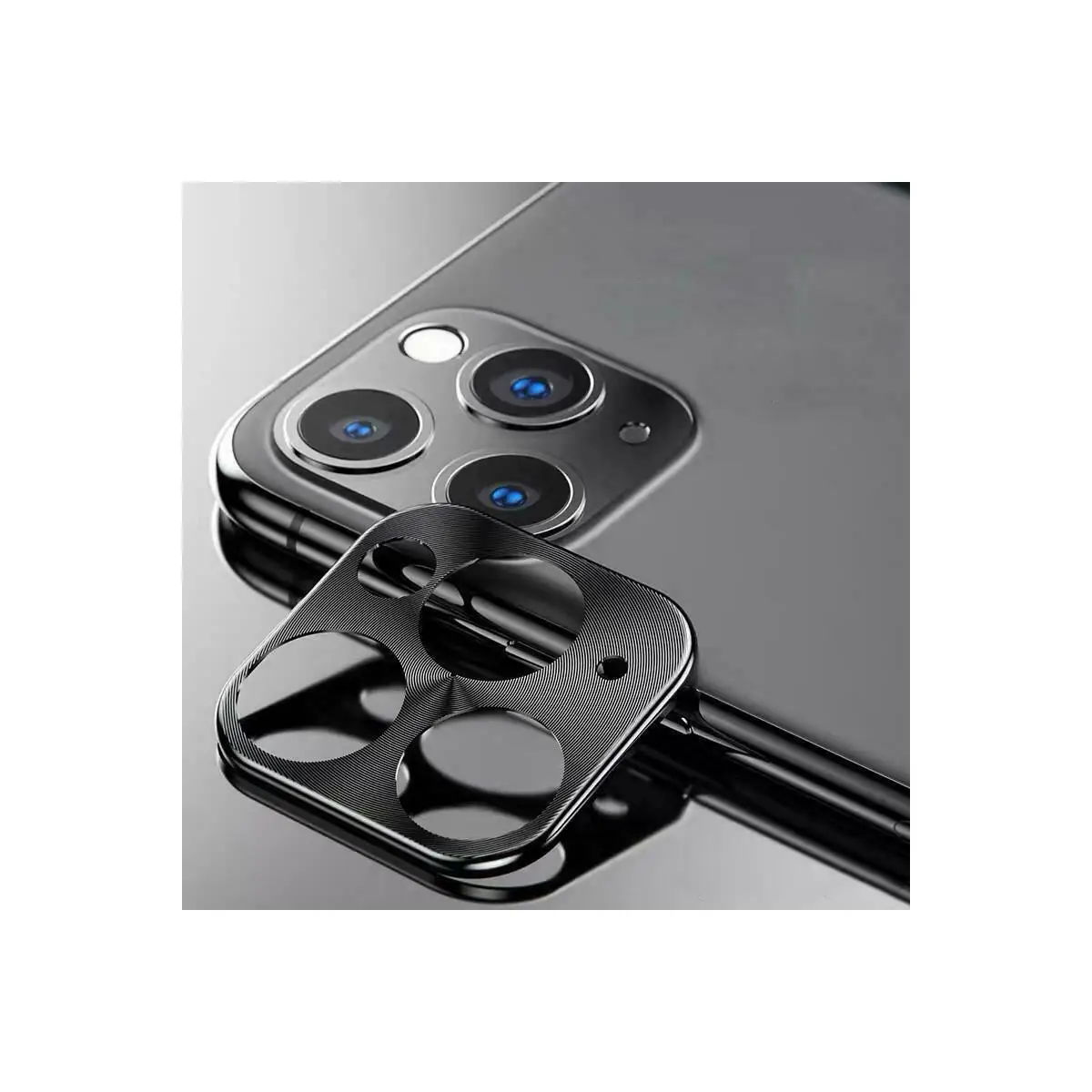 

Iphone 11 Pro/11 Pro Max camera lens Protector anti scratches and bumps in black color compatible with cases