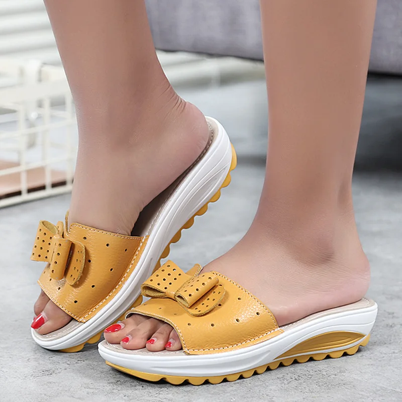 

Sandals Woman Summer 2022 Slippers Women's Outer Wear Bow Leather Casual Sandals Women's Beach Slippers Women Shoes