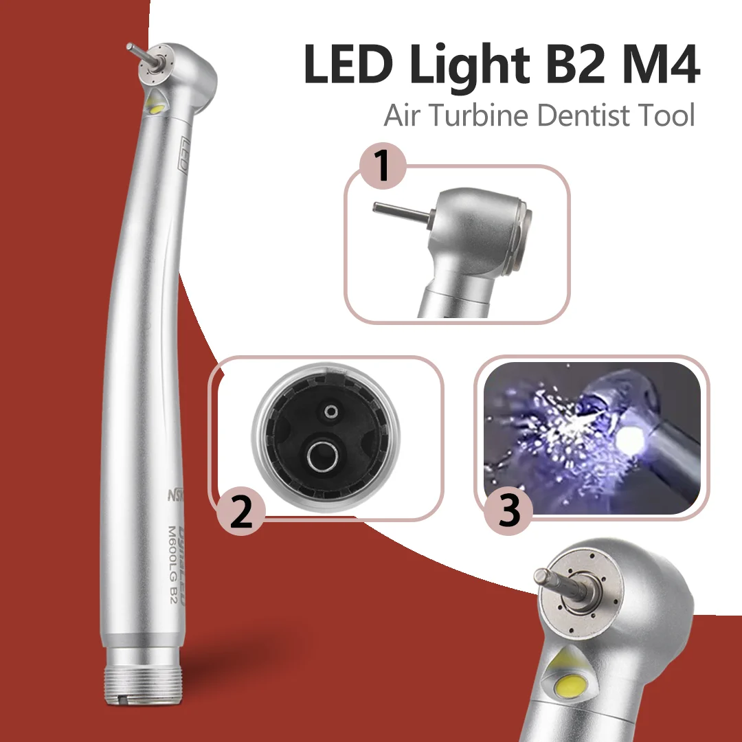 NSK DynaLED M600LG Наконечник со светодиодной подсветкой B2 M4 Кнопочный высокоскоростной