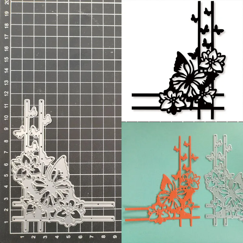 Бабочка цветок угловой металлический трафарет для вырезания альбом