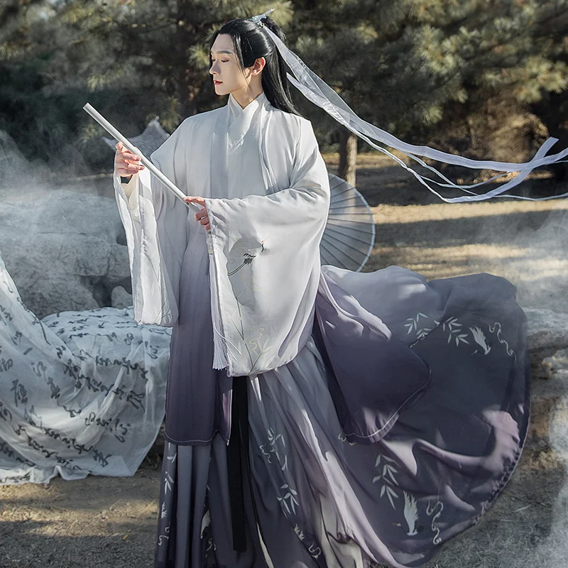 

Hanfu Chinese Style Han Costume Chivalrous Ancient Costume Cross Collar Waist Summer Suit Daily