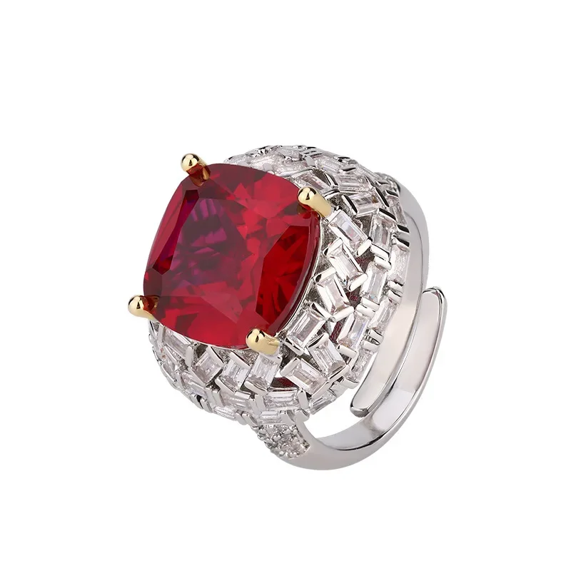 Элегантное регулируемое кольцо со сверкающим желтым камнем в форме подушки для