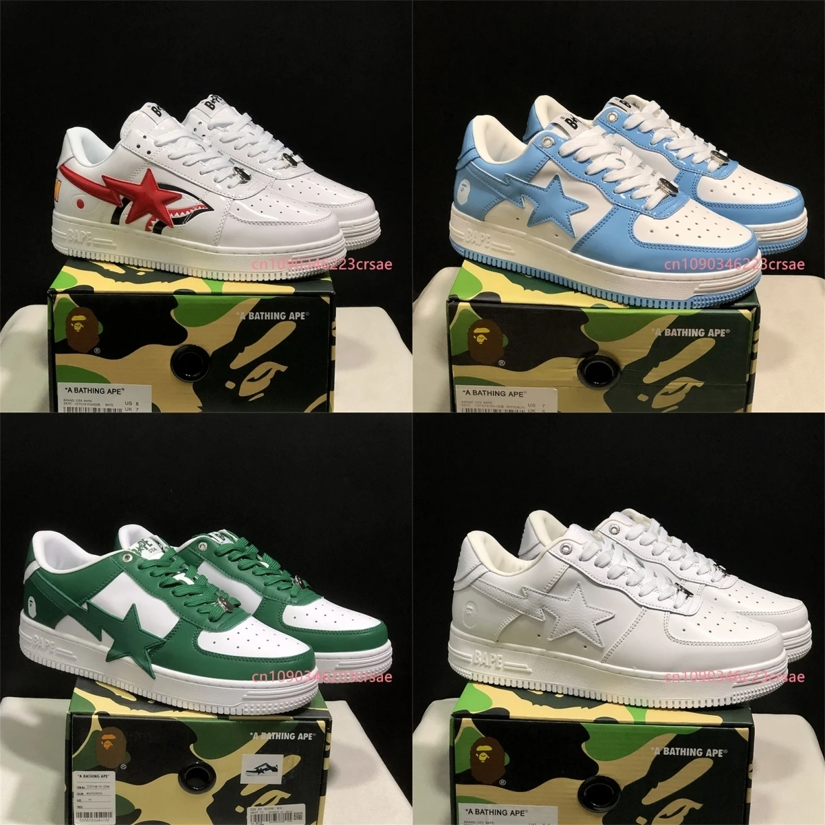Eur36-Eur46 Bape Sta Мужчины Женщины Дышащая обувь для скейтбординга Уличные кроссовки
