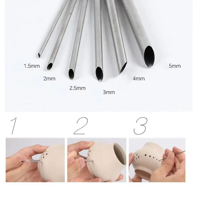 

6 шт./компл., дыроколы из нержавеющей стали, инструменты для резьбы, моделирования скульптуры, резки и пробивки керамики, полимерной глины