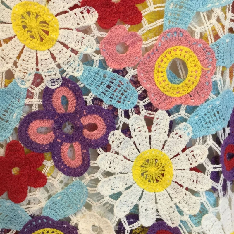 Женский кроп-топ без рукавов вязаный крючком кружевной в стиле бохо ажурный