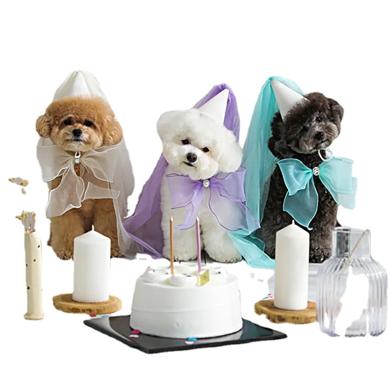 

Pet Accessories Dog Supplies Ins Popular Party and Birthday Decorations Yarn Hat and The Same Bow,puppy, Dog Accessories,Cat