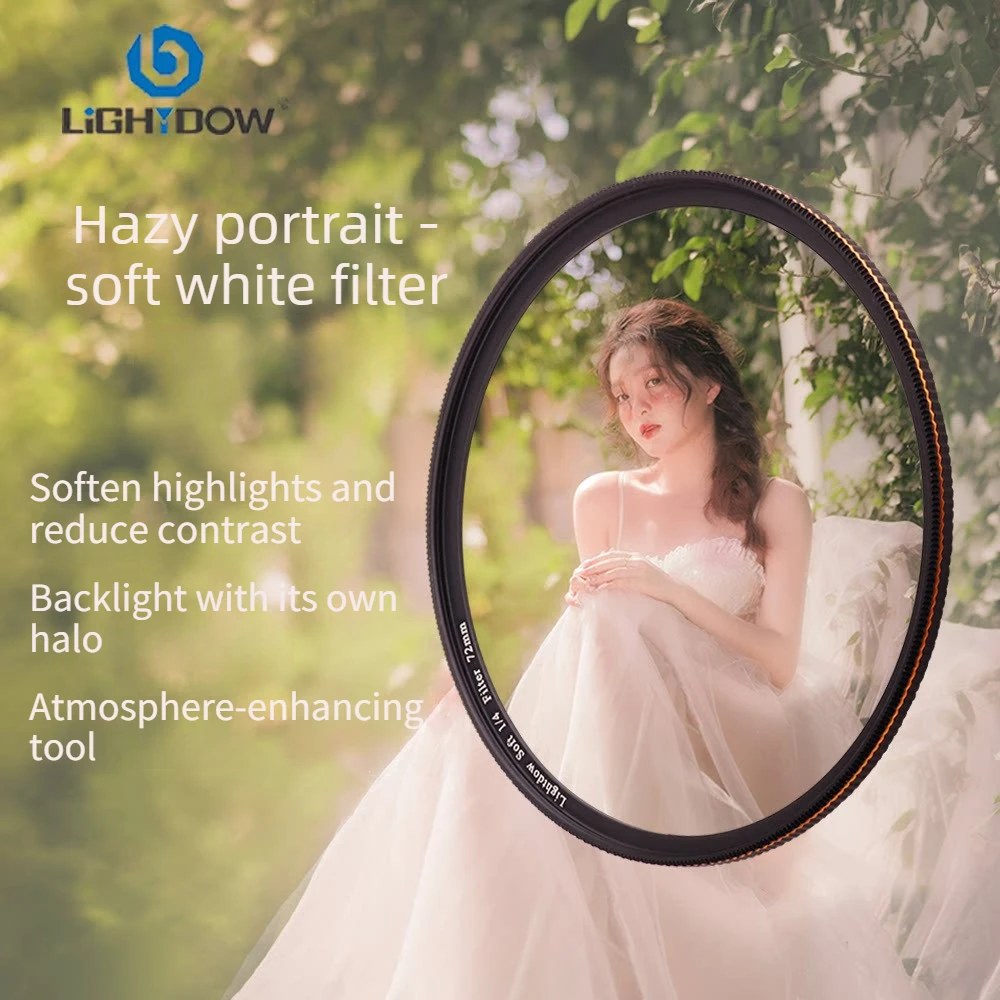Фото Фильтр Lightdow White Soft Lens Filter 1/4 1/8 для объективов 52 55 58 62 67 72 77 82 мм, мягкий фильтр White Mist, эффект мягкого фокуса, сказочный кинематографический эффект №3