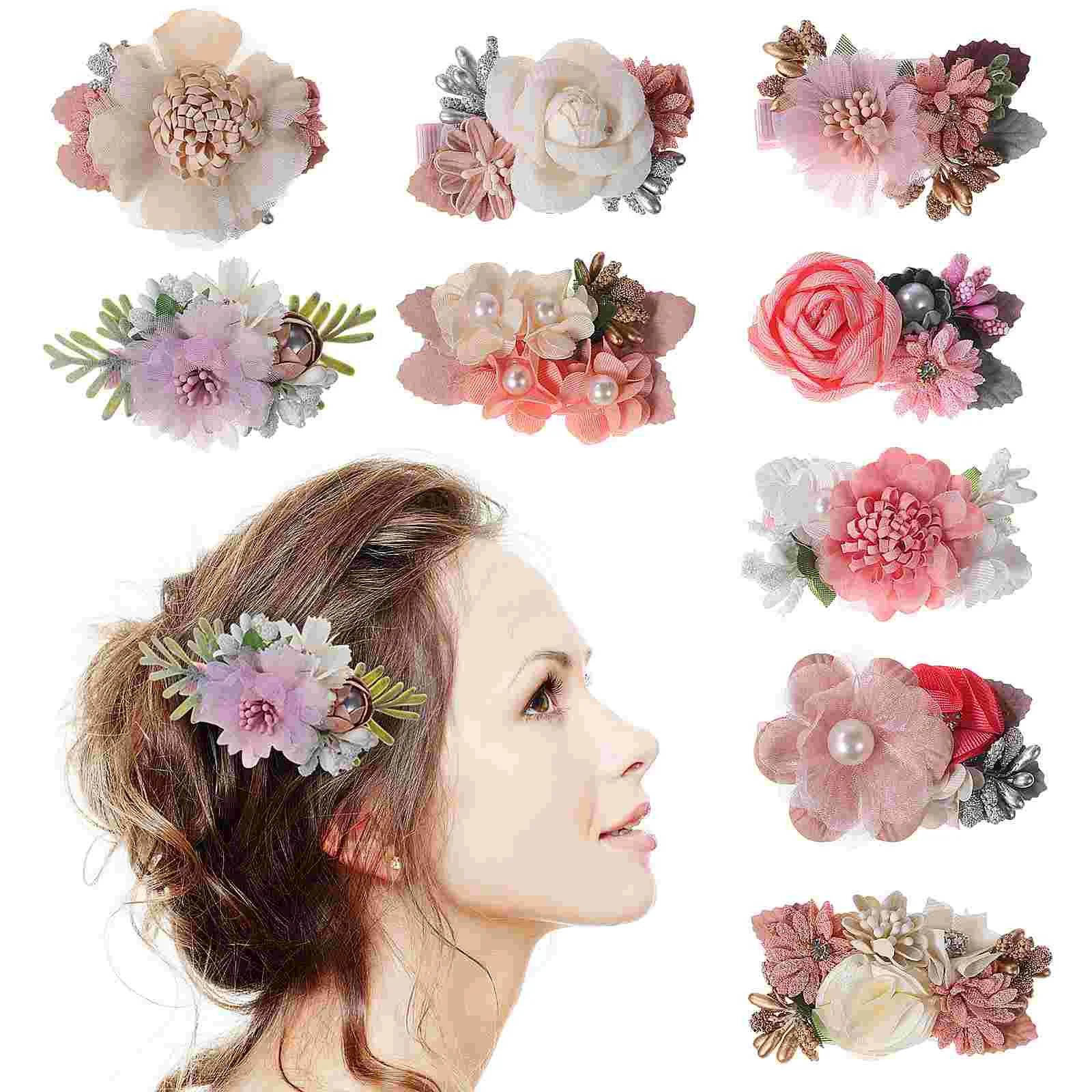 

9 Pcs Flower Hair Clips Artificial Flower Hair Clips Hair Accessories for Kid Girls and Women