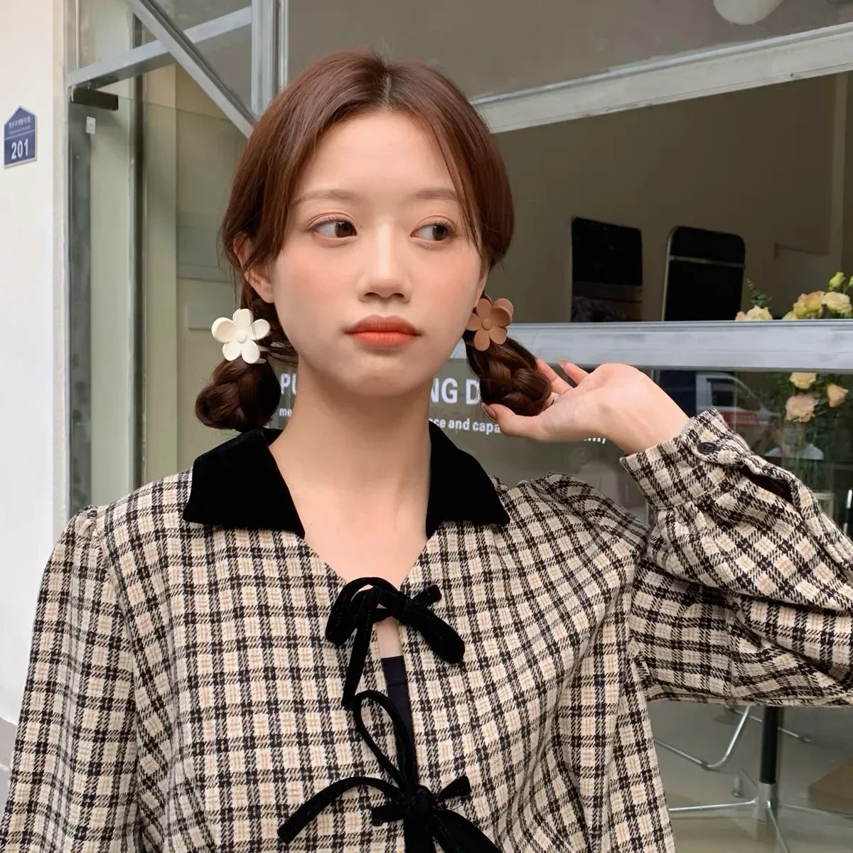 Заколки для волос с цветком милые женские высокие хвостики фиксированная