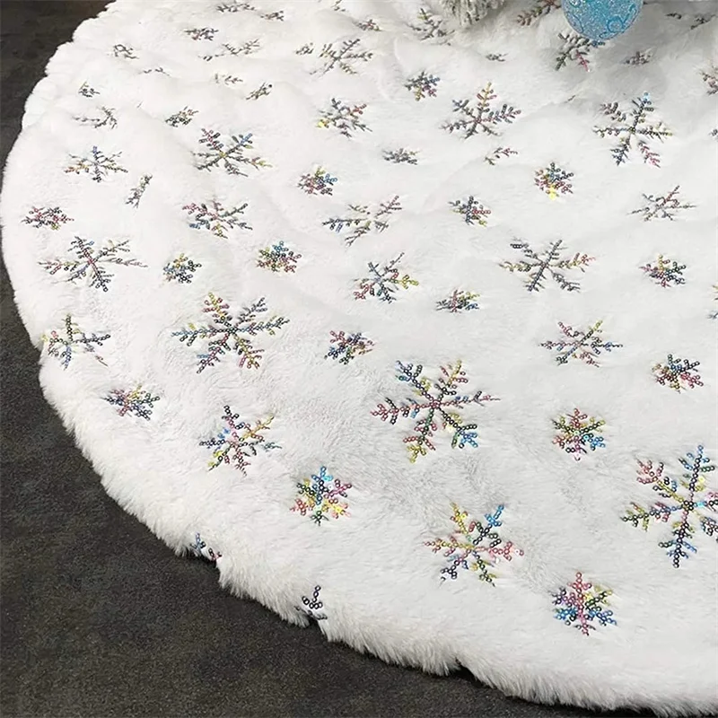 Xmas Decoration Christmas Tree Skirt Xmas Gift White Faux Fur Tree Skirt 78/90/120cm Christmas Decoration for Home New Year 2024